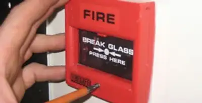 fire alarm installation service showing manual fire alarm pull station installed by licensed electricians in Las Vegas, NV
