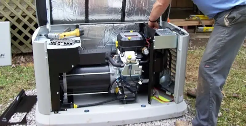 generator installation service showing technician connecting and configuring generator components in Las Vegas, NV